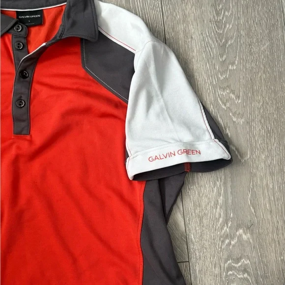Galvin Green Vibrant Red and Gray Golf Polo Shirt - Picture 4 of 5